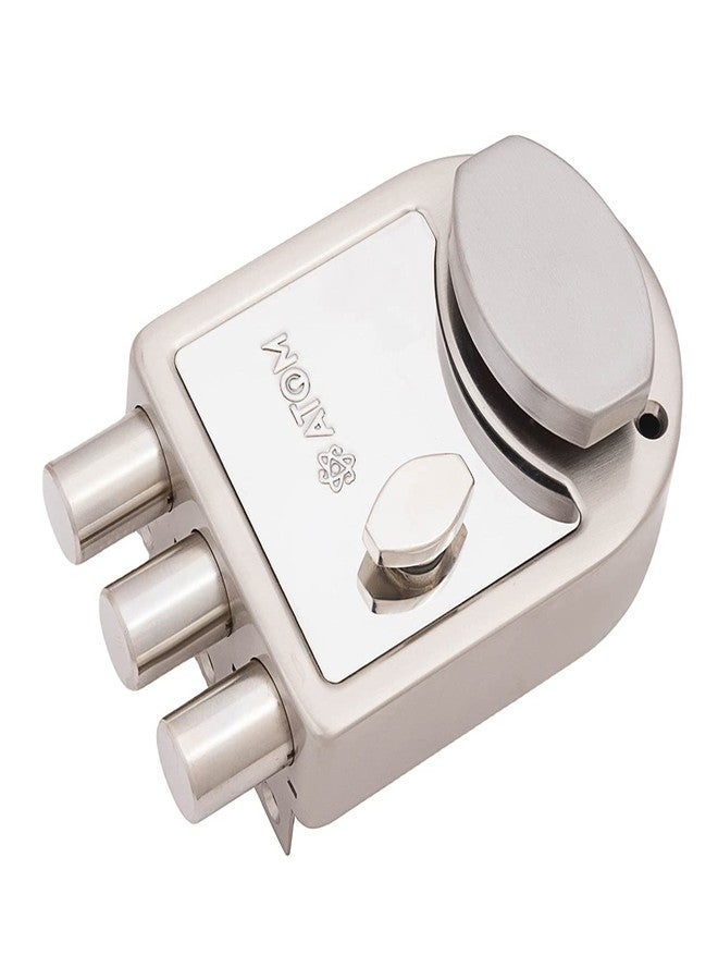 أتوم قفل باب رئيسي ثلاثي المزلاج من Atom مع 4 مفاتيح نحاسية قابلة للعكس | طلاء فضي، 12 × 9.5 × 3 سم، ML003 - Image 2